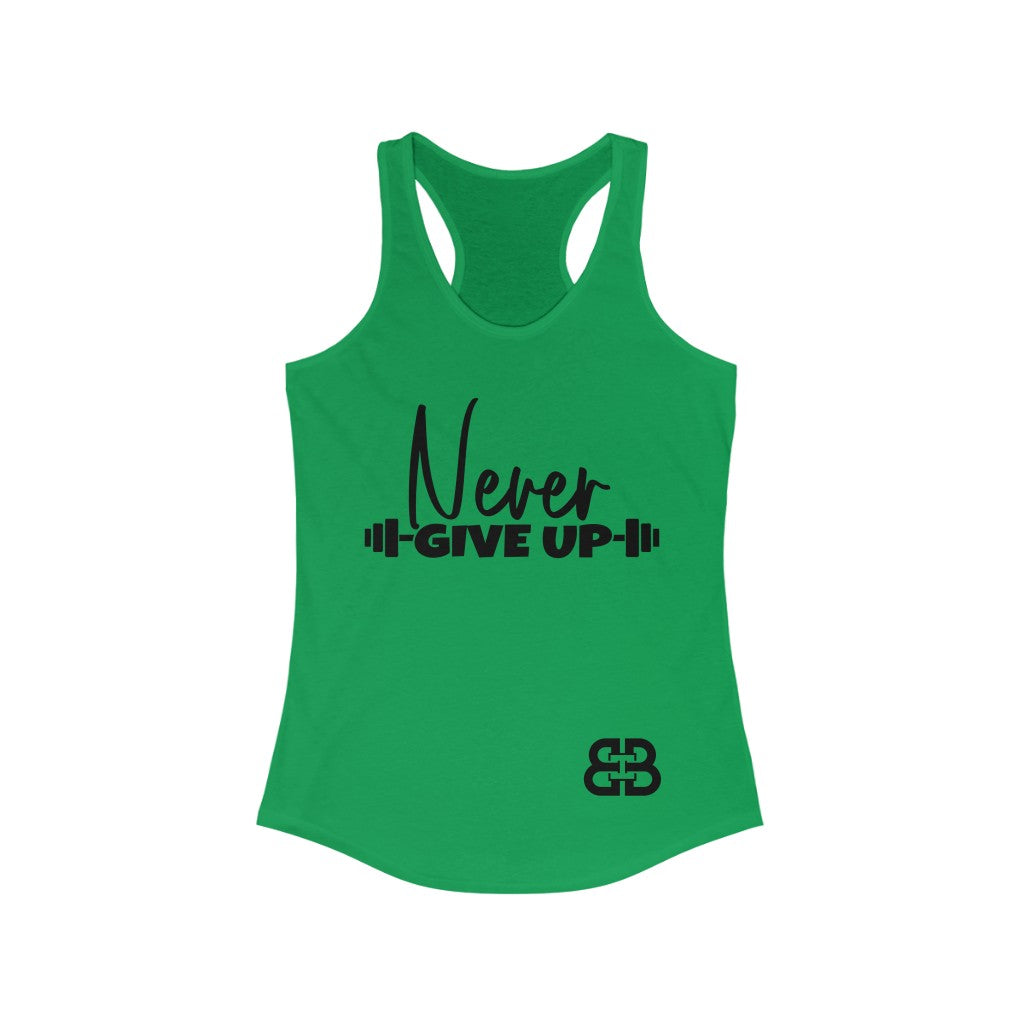 Women's Never Give Up Body Battle Box Racerback Tank -2A