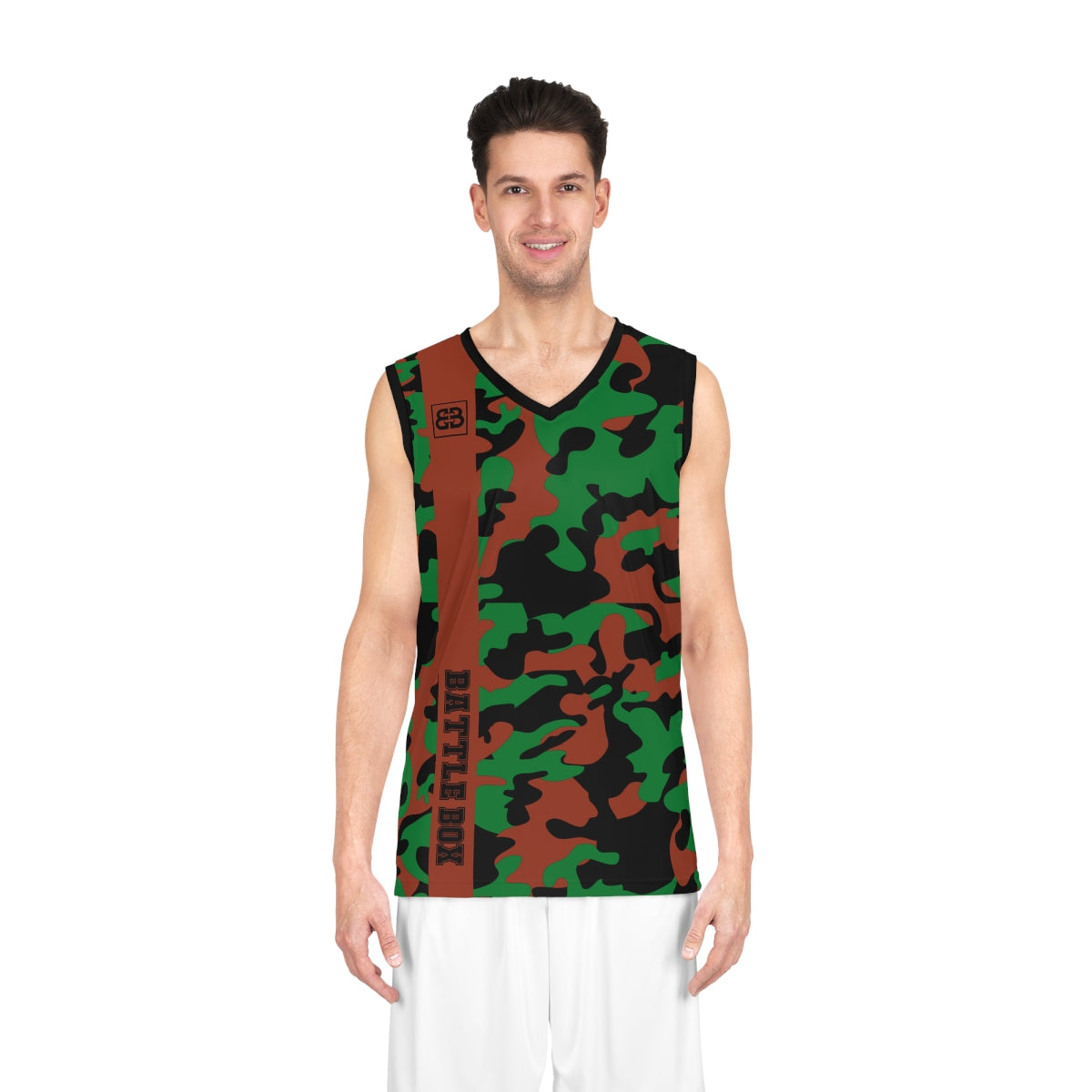 Battle Box Green Black Camo Basketball Jersey