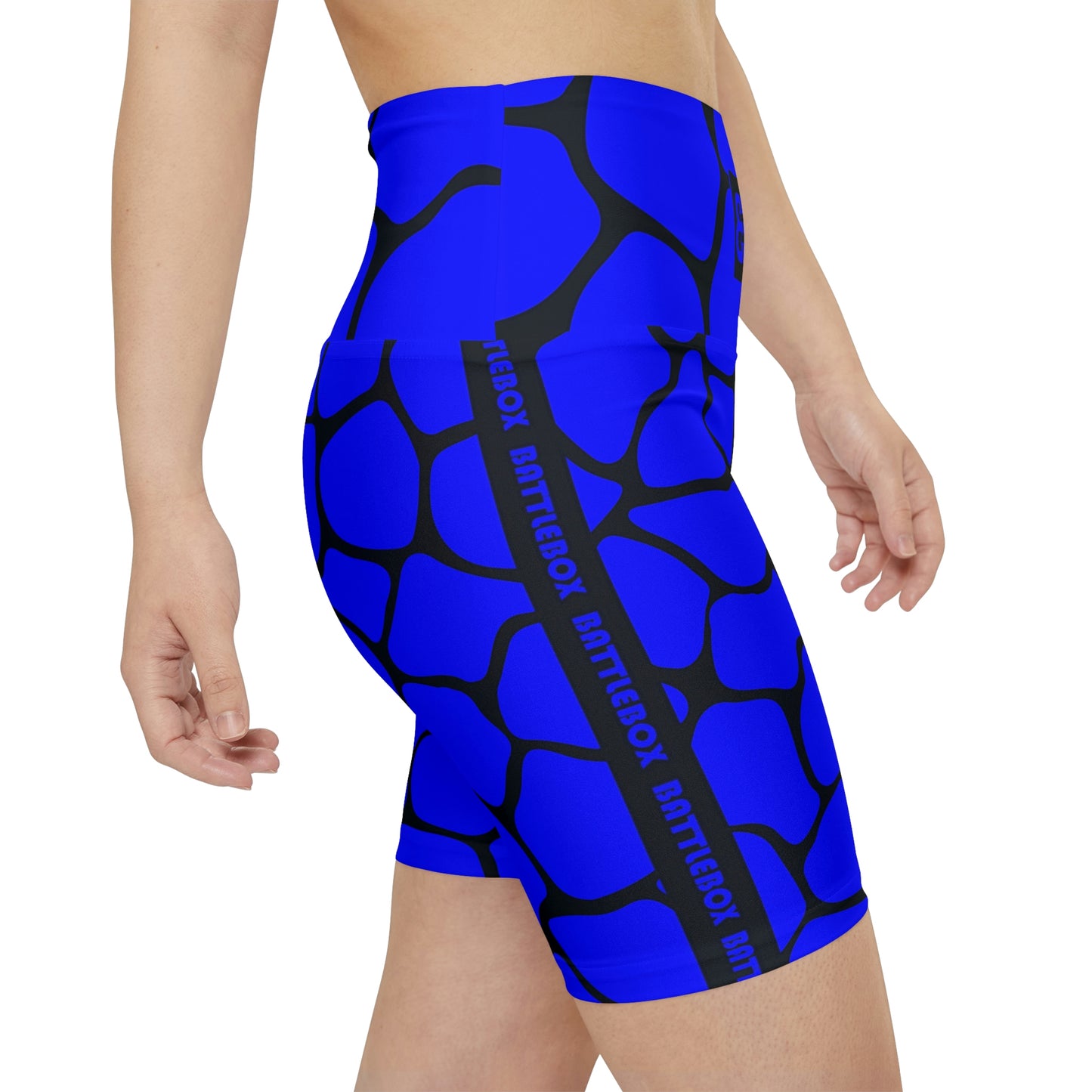 Battle Box Blue/Black Cobble Women's Workout Shorts-T1