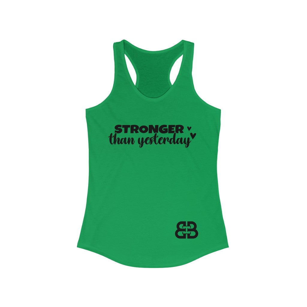 Women's Stronger Than Yesterday Battle Box Racerback Tank -2A