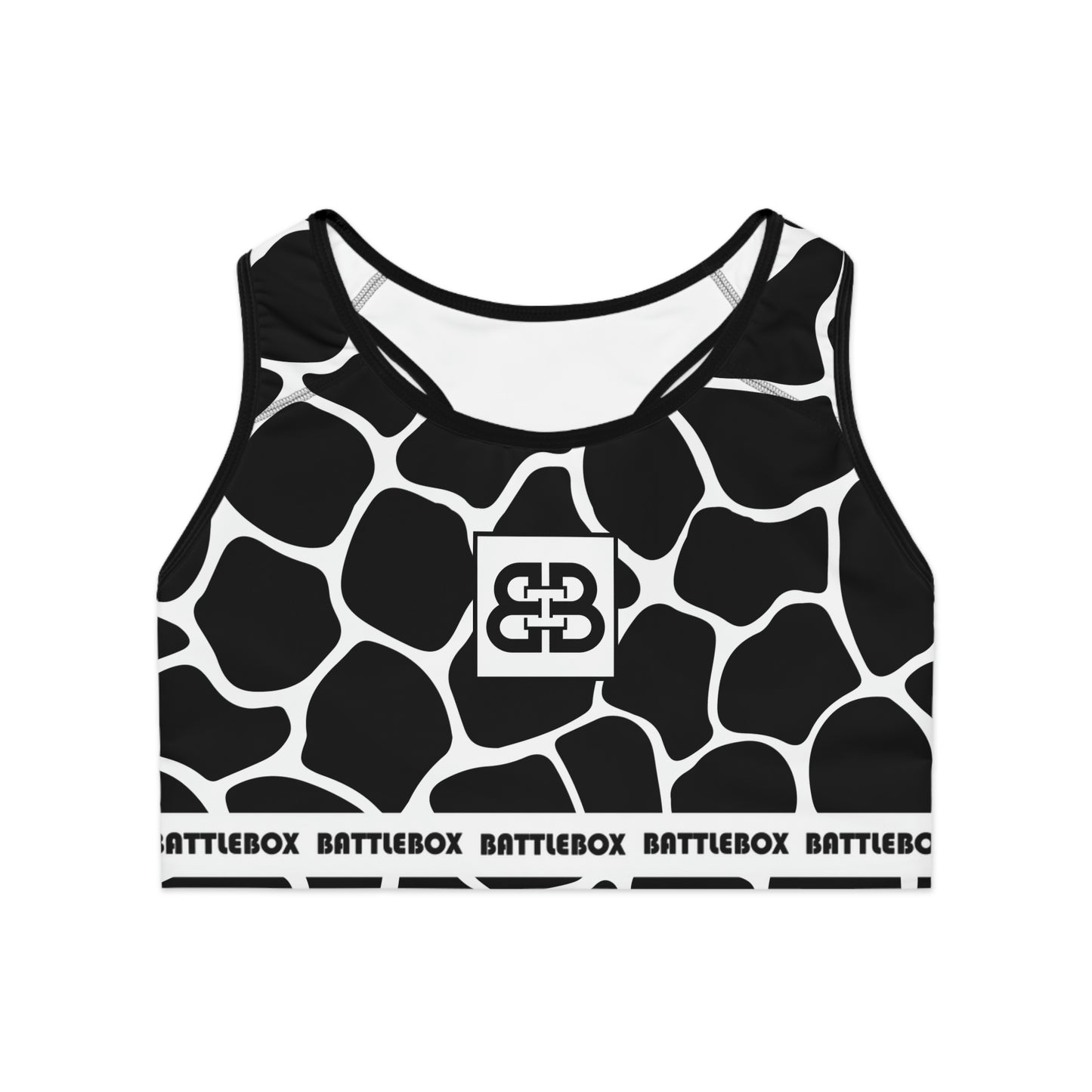 Battle Box Black/White Cobble Sports Bra-T7