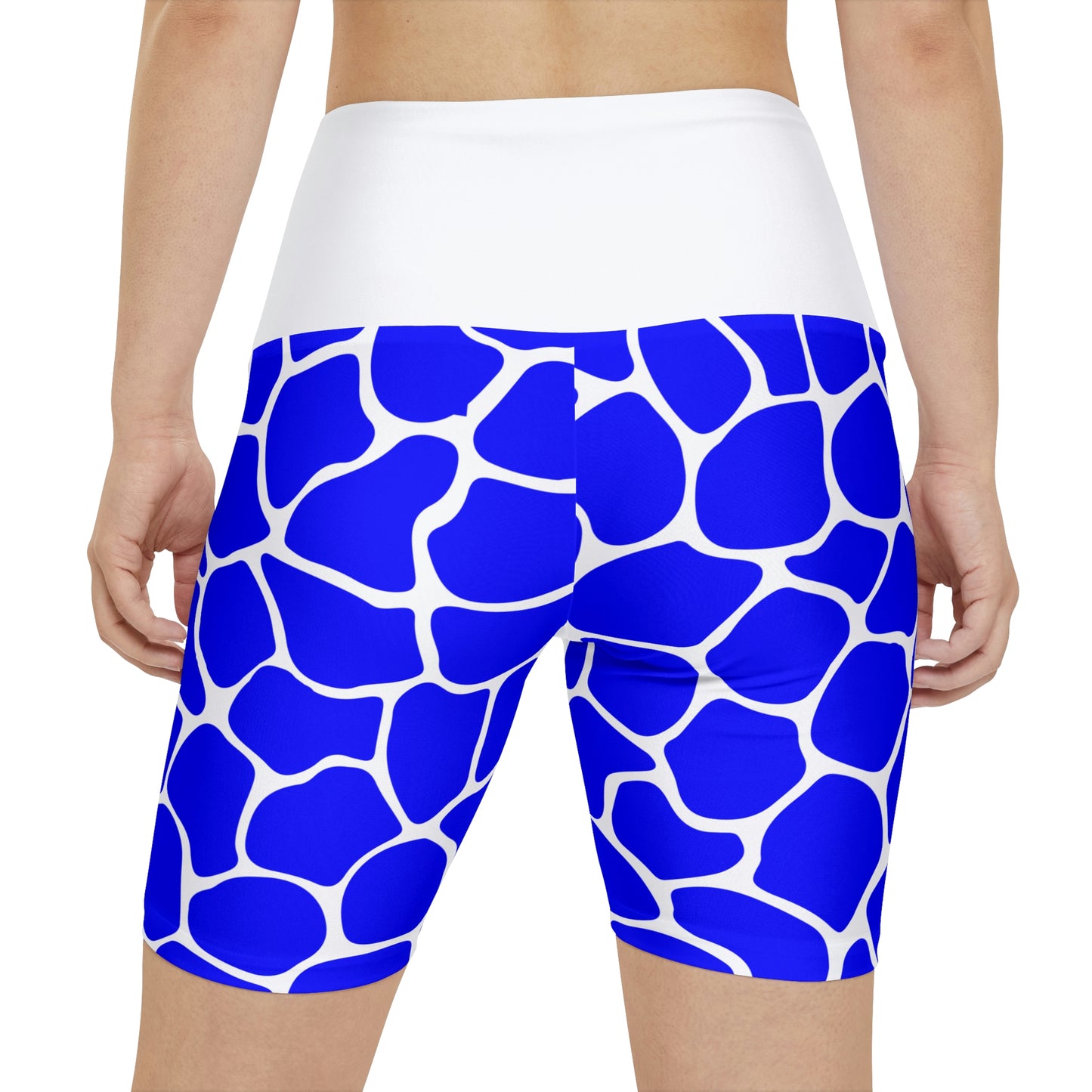 Battle Box Blue/White Cobble Women's Workout Shorts-T1