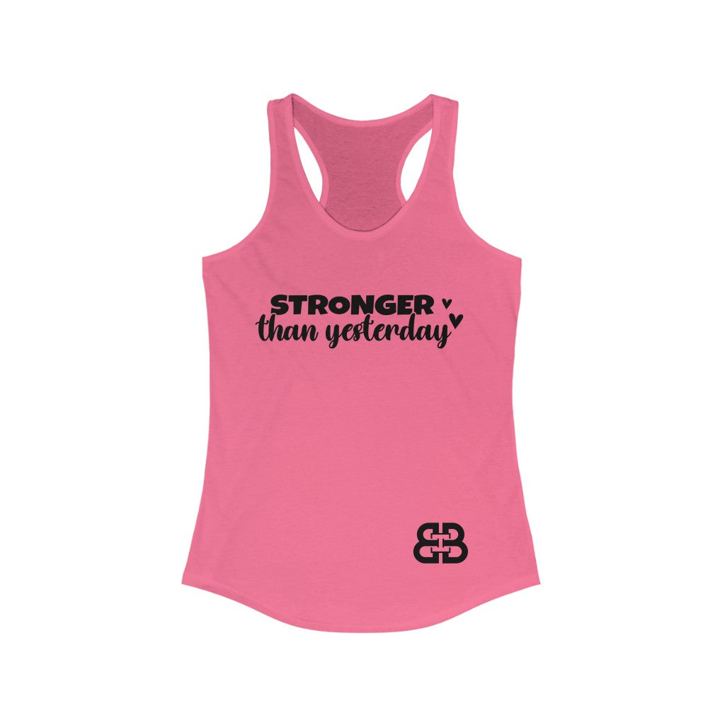 Women's Stronger Than Yesterday Battle Box Racerback Tank -2A