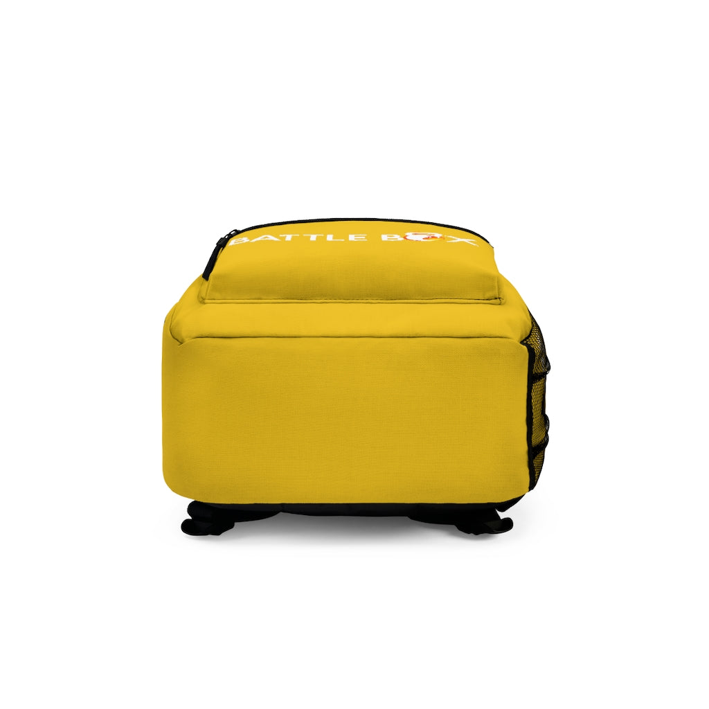 Battle Box Gym Fitness Yellow Train Hard Backpack