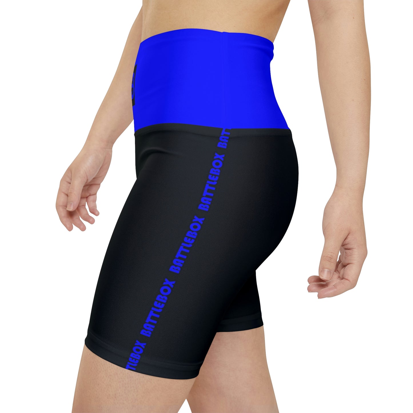 Battle Box Blue/Black Women's Workout Shorts-T1