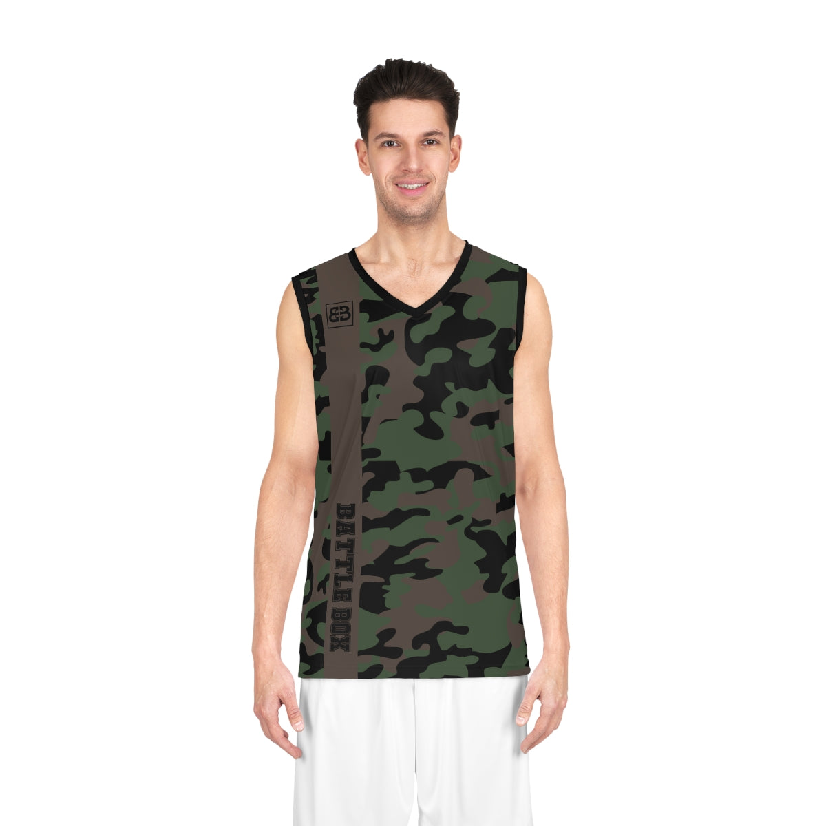 Battle Box Brown Green Camo Basketball Jersey