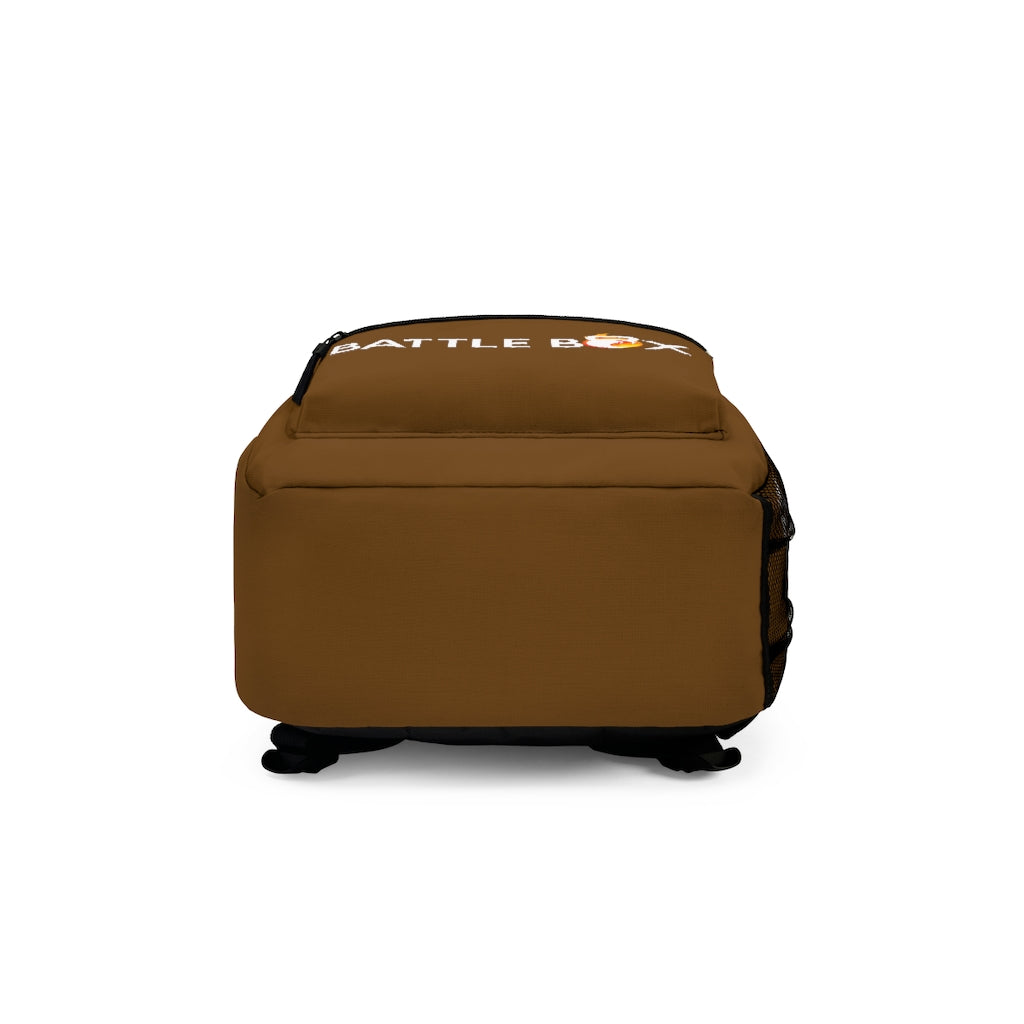 Battle Box Gym Fitness Brown Train Hard Backpack
