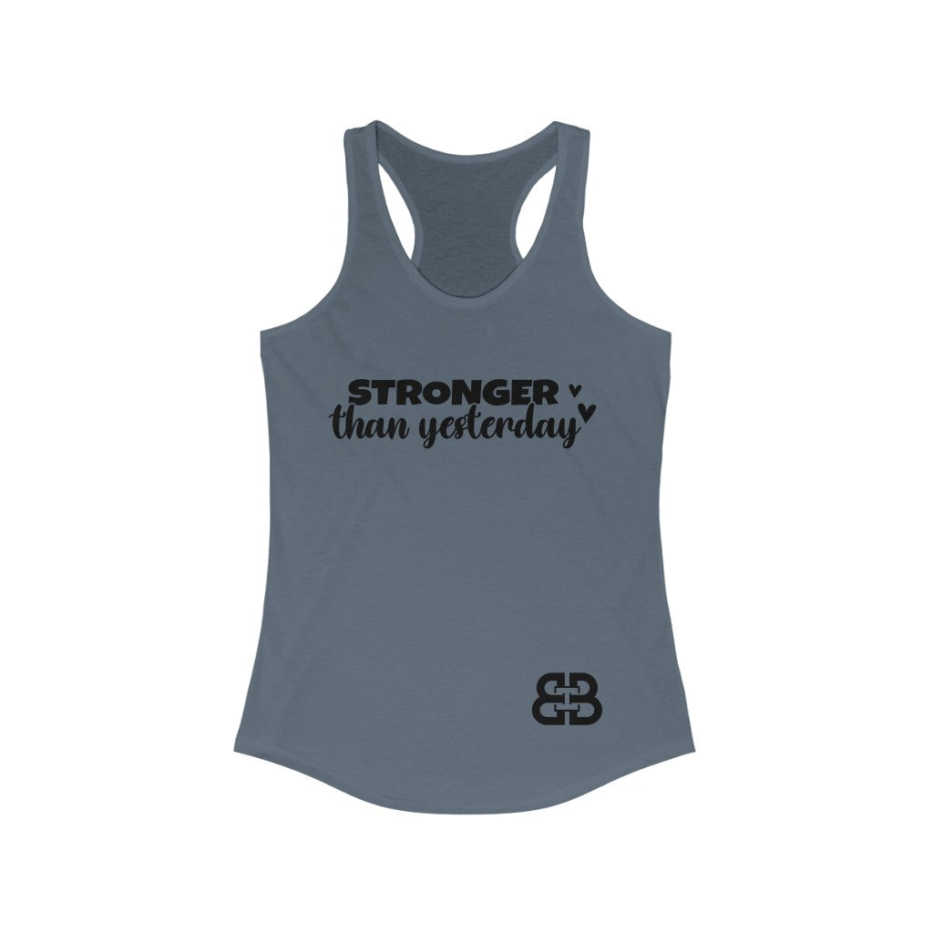 Women's Stronger Than Yesterday Battle Box Racerback Tank -2A