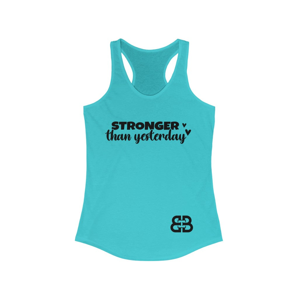 Women's Stronger Than Yesterday Battle Box Racerback Tank -2A
