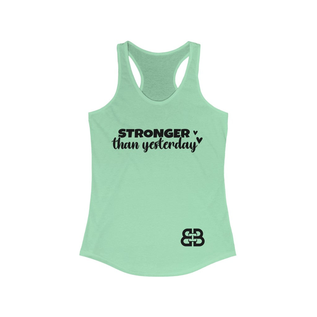 Women's Stronger Than Yesterday Battle Box Racerback Tank -2A