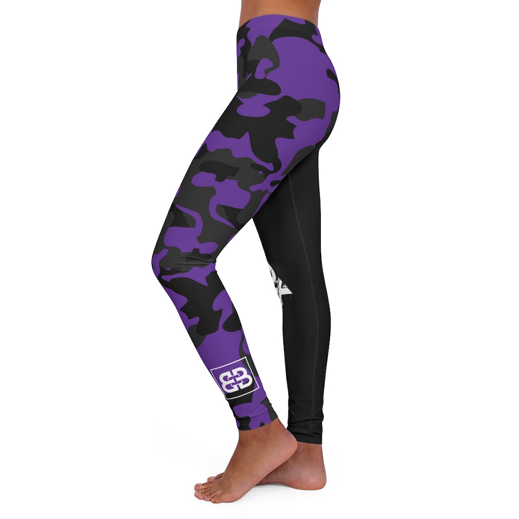 Black Camo Purple Spandex Leggings -1A