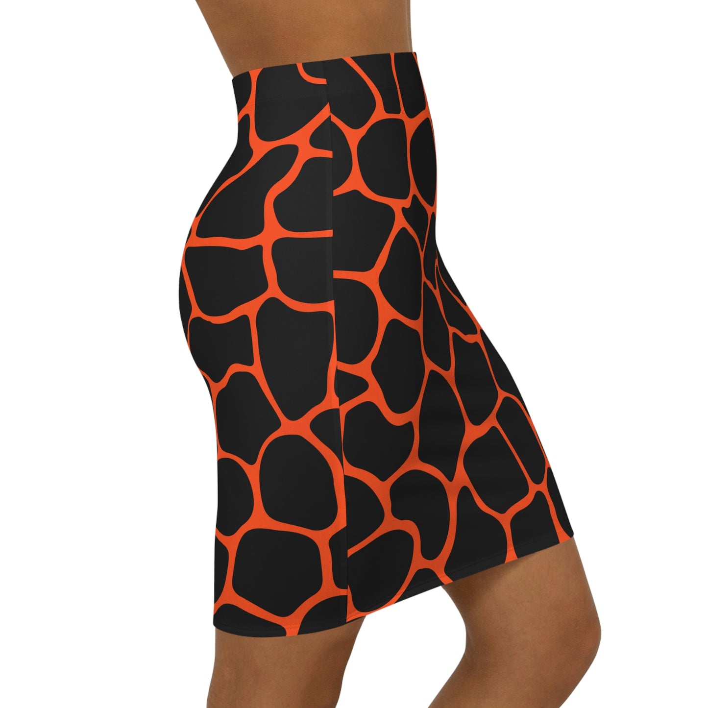 Battle Box Women's Black Orange Cobble Mini Skirt-U6