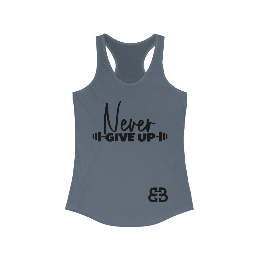 Women's Never Give Up Body Battle Box Racerback Tank -2A