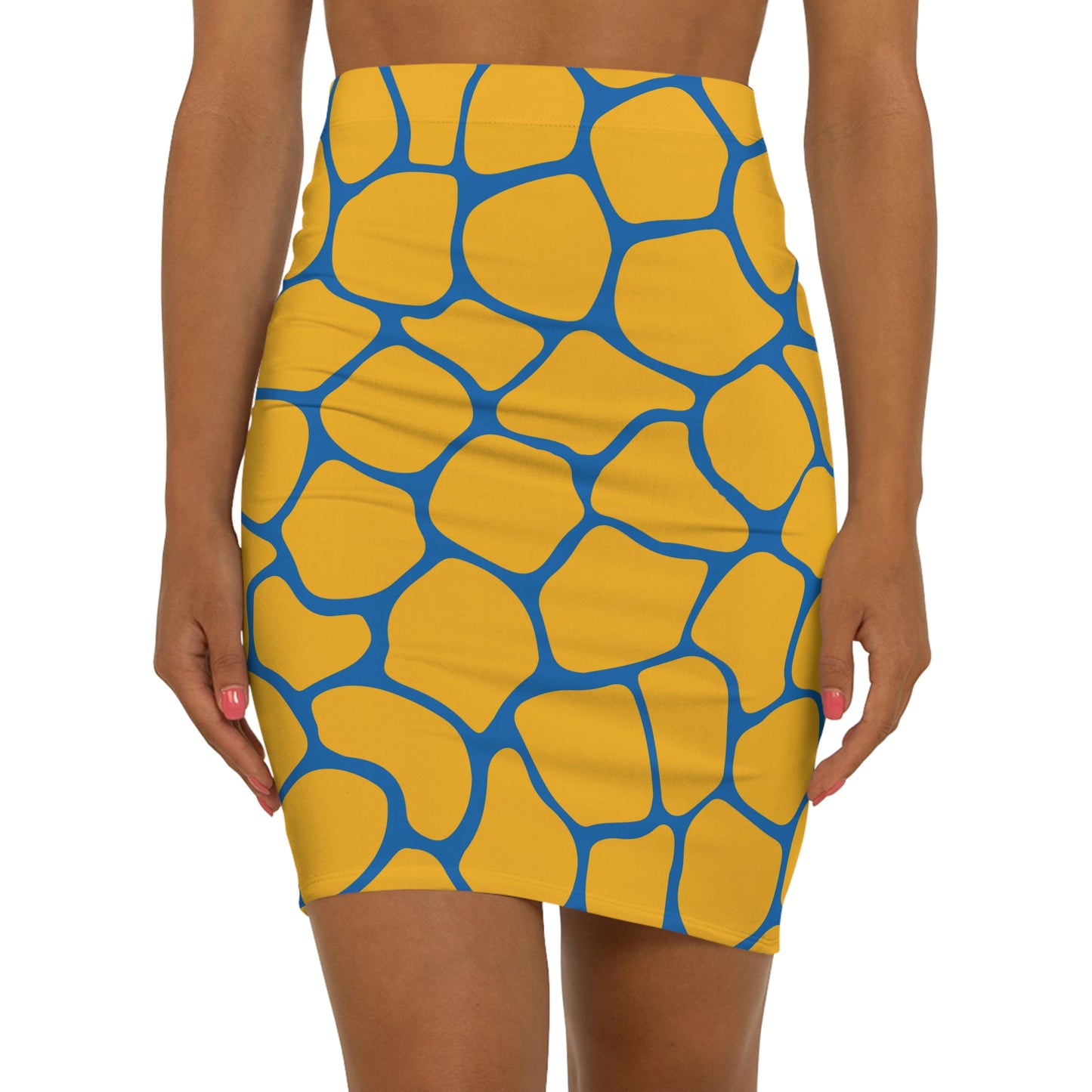 Battle Box Women's Blue Gold Cobble Mini Skirt-U6