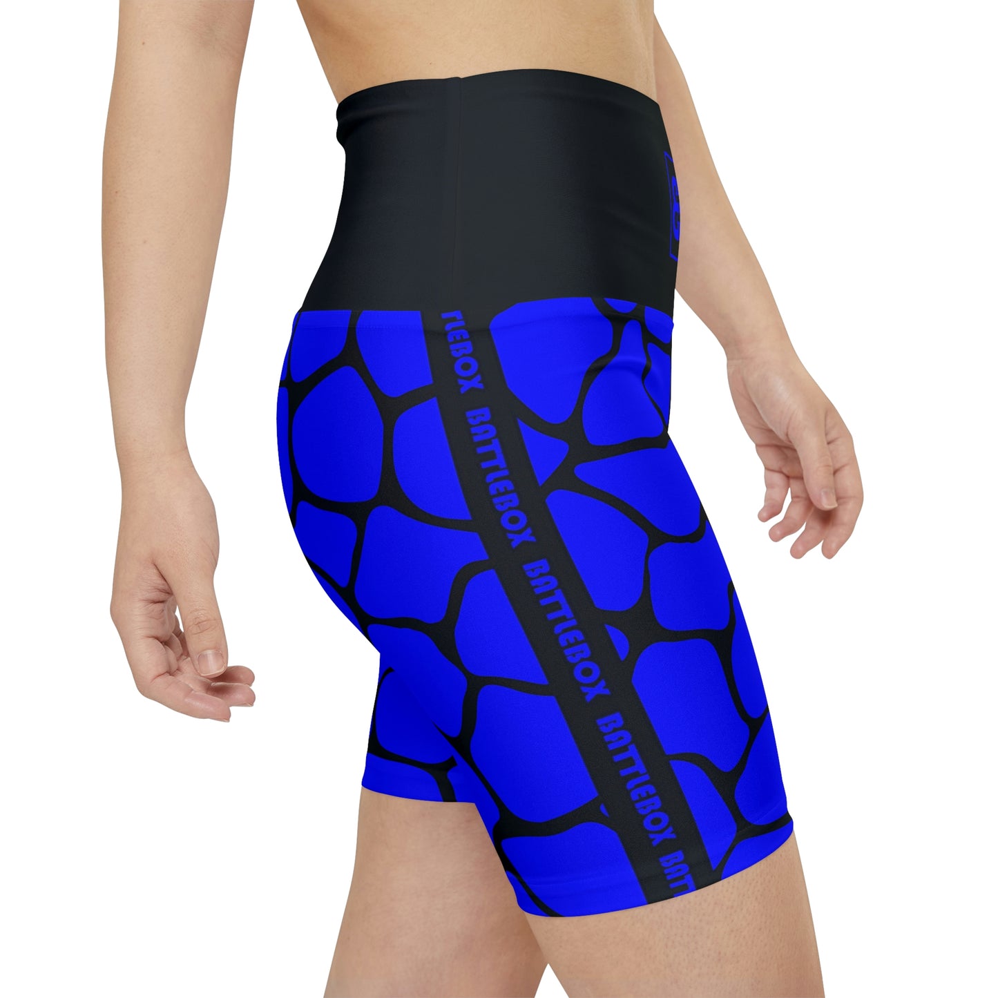 Battle Box Blue/Black Cobble Women's Workout Shorts-T1