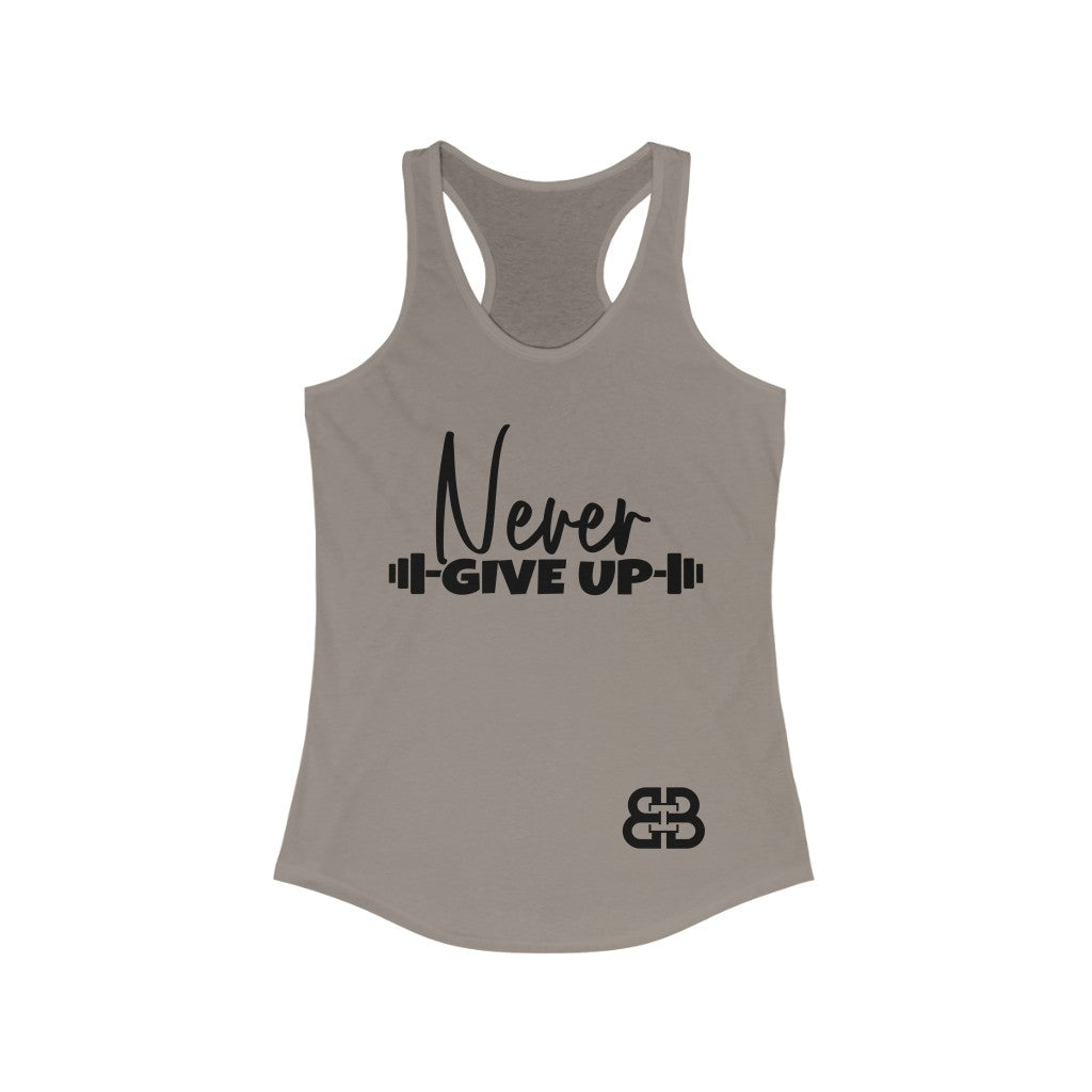 Women's Never Give Up Body Battle Box Racerback Tank -2A