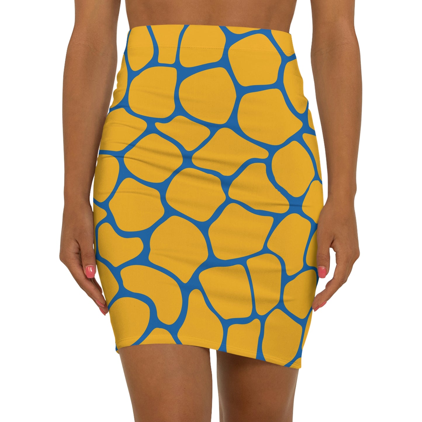 Battle Box Women's Blue Gold Cobble Mini Skirt-U6