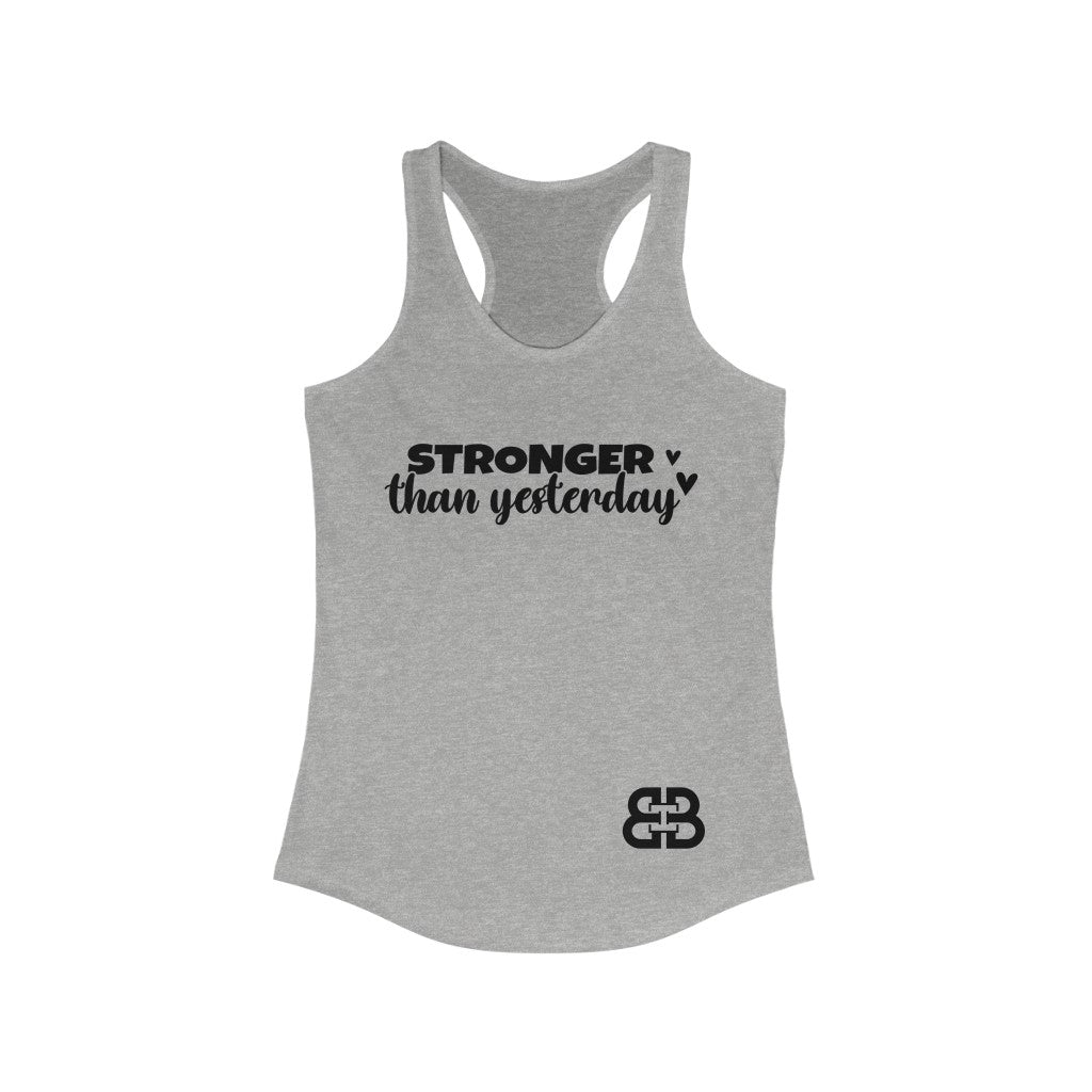 Women's Stronger Than Yesterday Battle Box Racerback Tank -2A