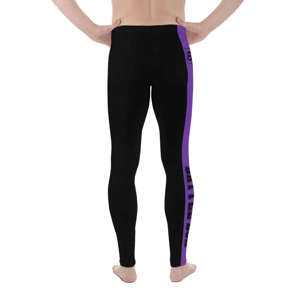 Black With Purple Stripe Battle Box Men's Leggings