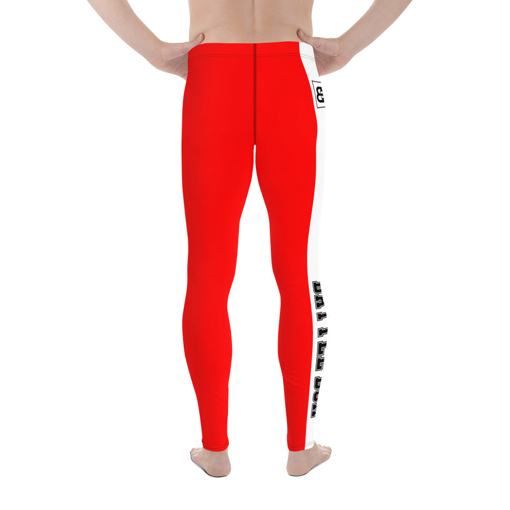 Red With White Stripe Battle Box Men's Leggings
