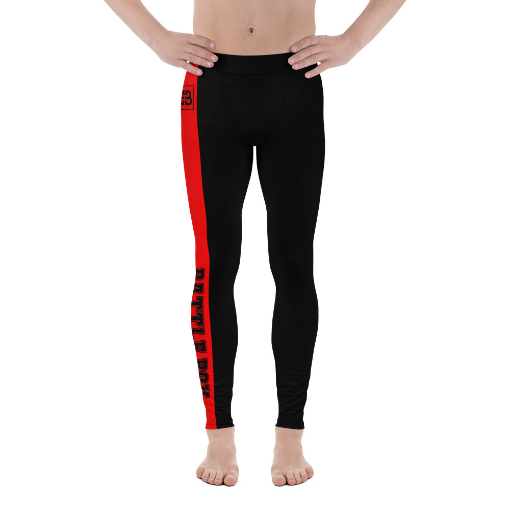 Black With Red Stripe Battle Box Men's Leggings