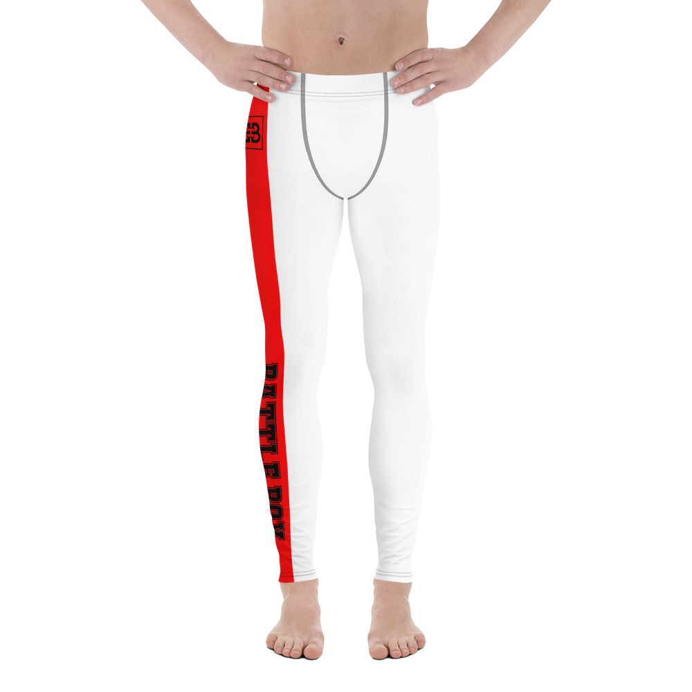 White With Red Stripe Battle Box Men's Leggings