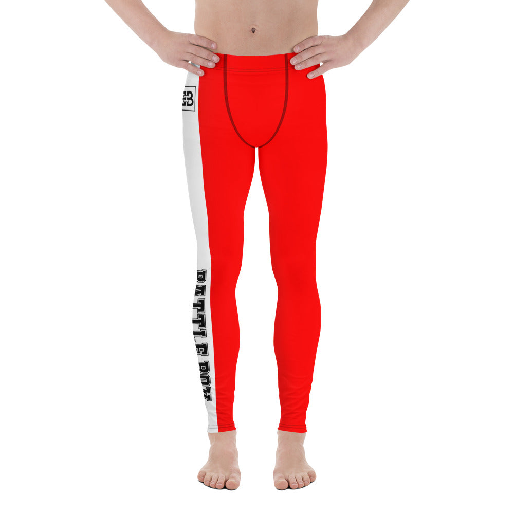 Red With White Stripe Battle Box Men's Leggings