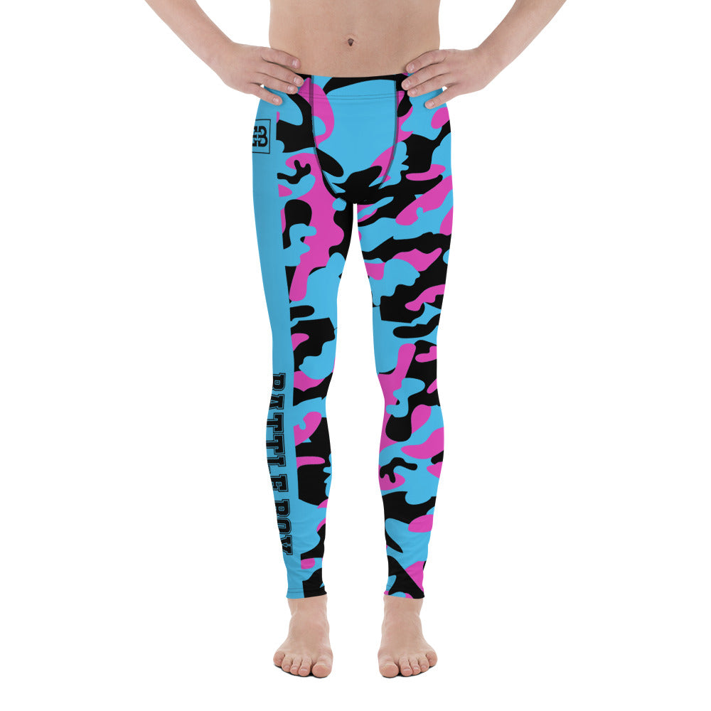 Battle Box Camo Black Teal Men's Leggings