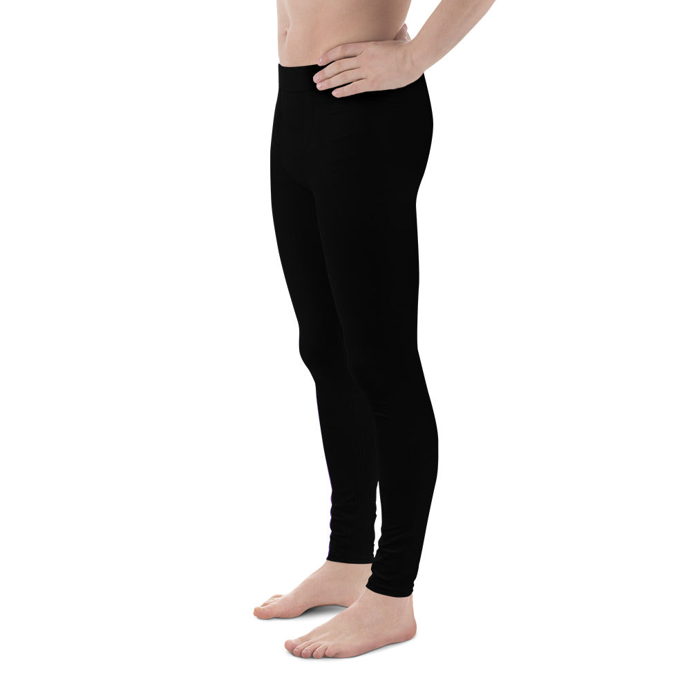 Black With Purple Stripe Battle Box Men's Leggings