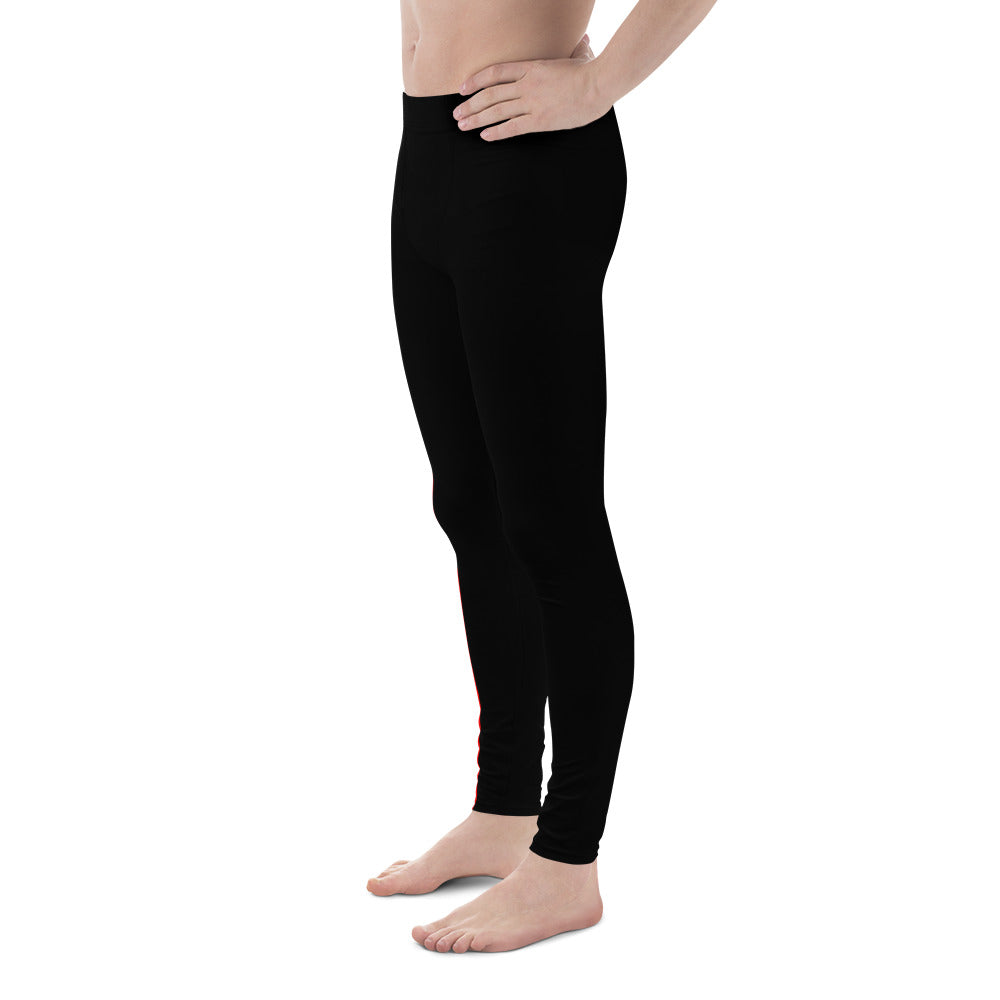 Black With Red Stripe Battle Box Men's Leggings