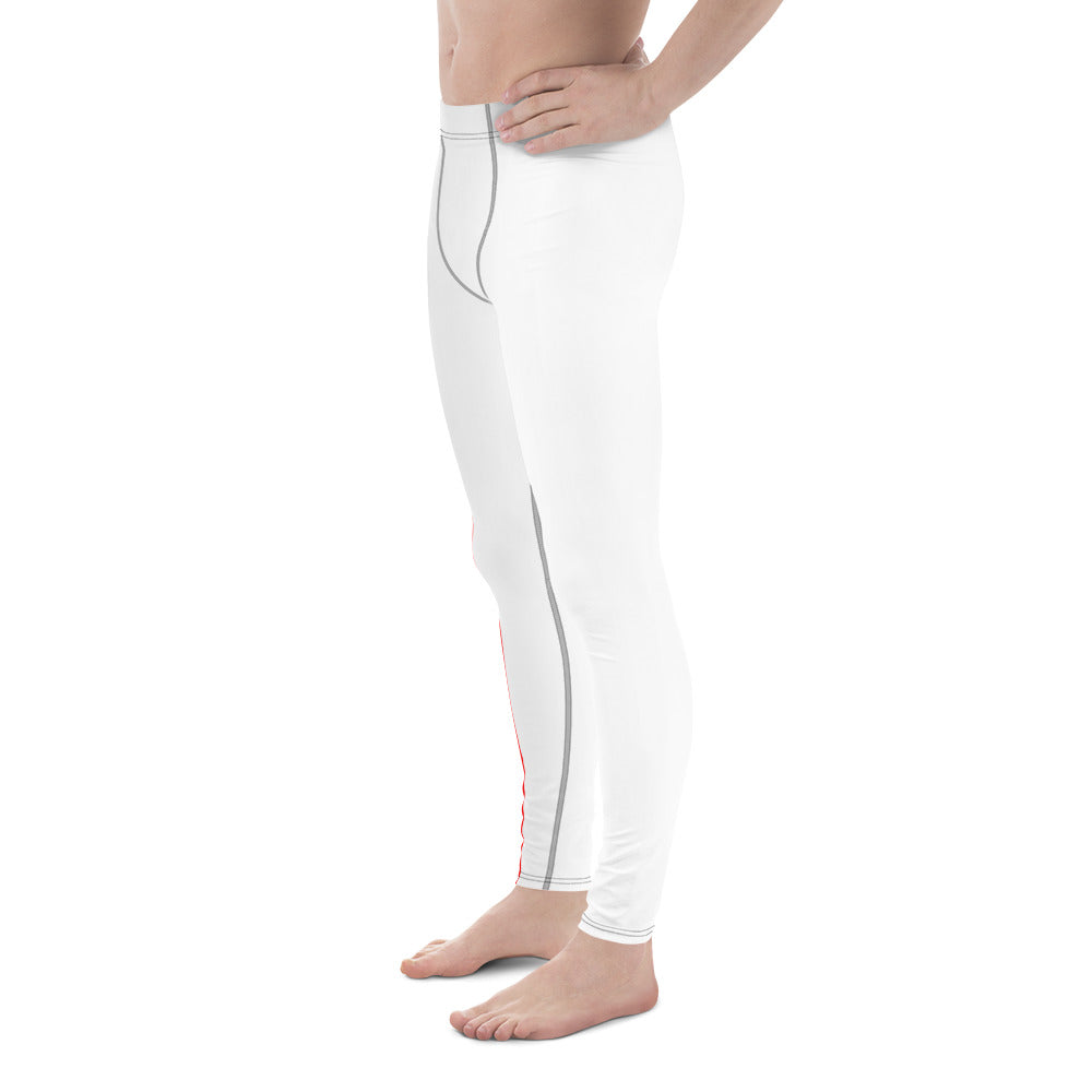 White With Red Stripe Battle Box Men's Leggings