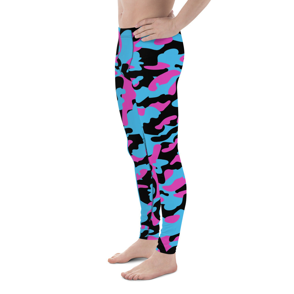 Battle Box Camo Black Teal Men's Leggings