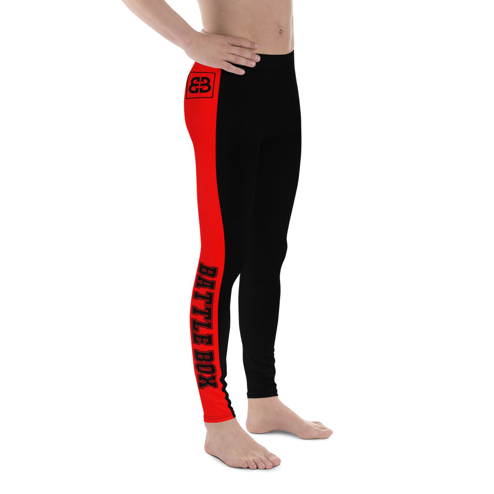 Black With Red Stripe Battle Box Men's Leggings