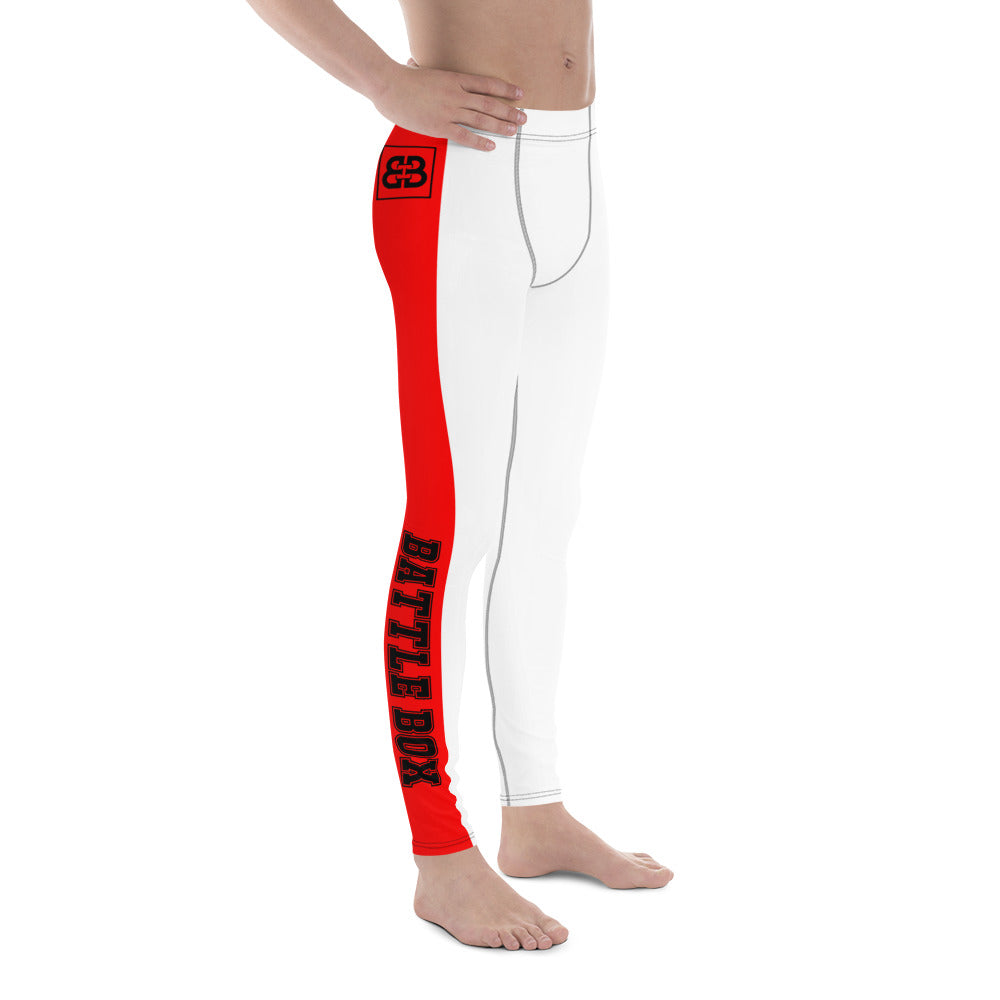 White With Red Stripe Battle Box Men's Leggings