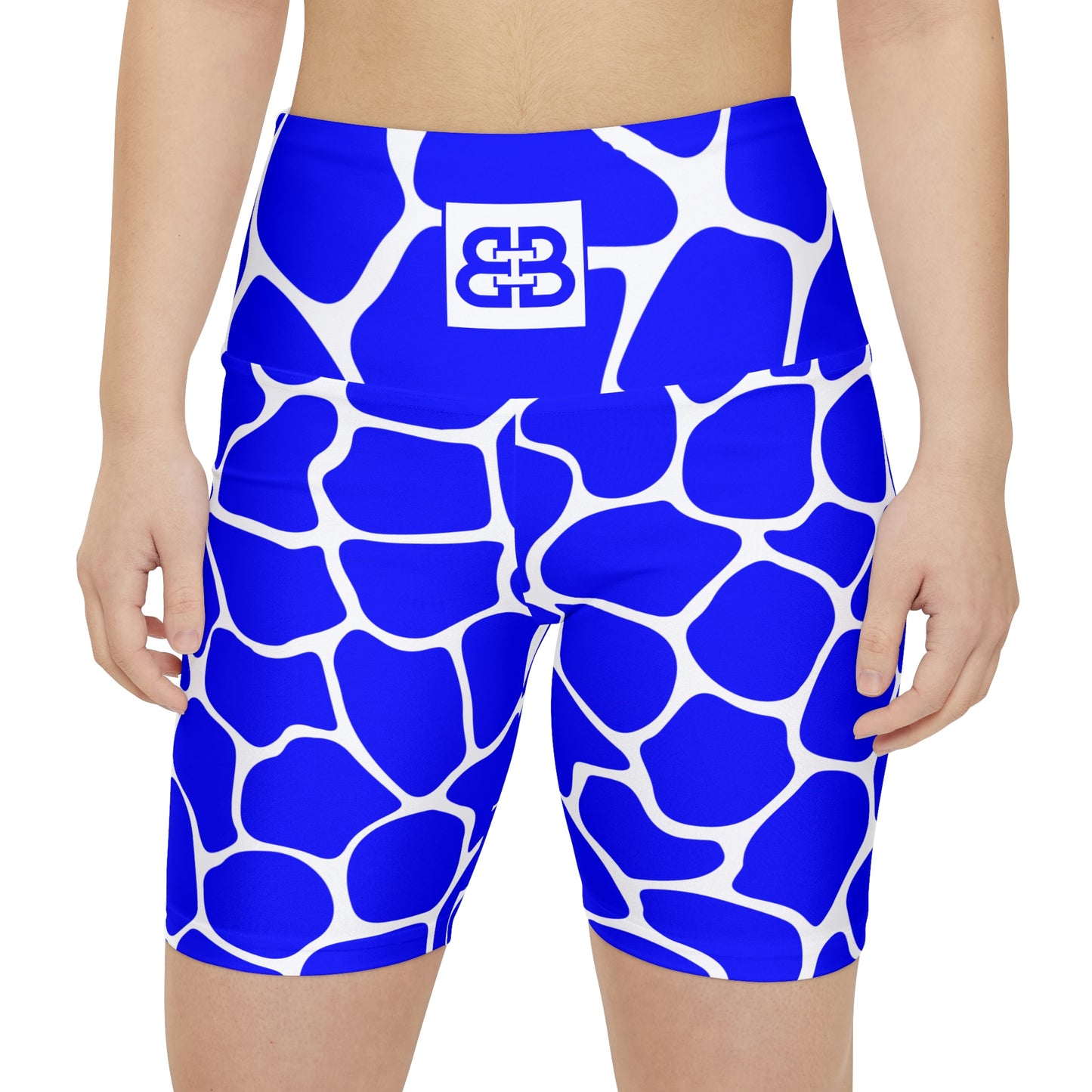 Battle Box Blue/White Cobble Women's Workout Shorts-T1