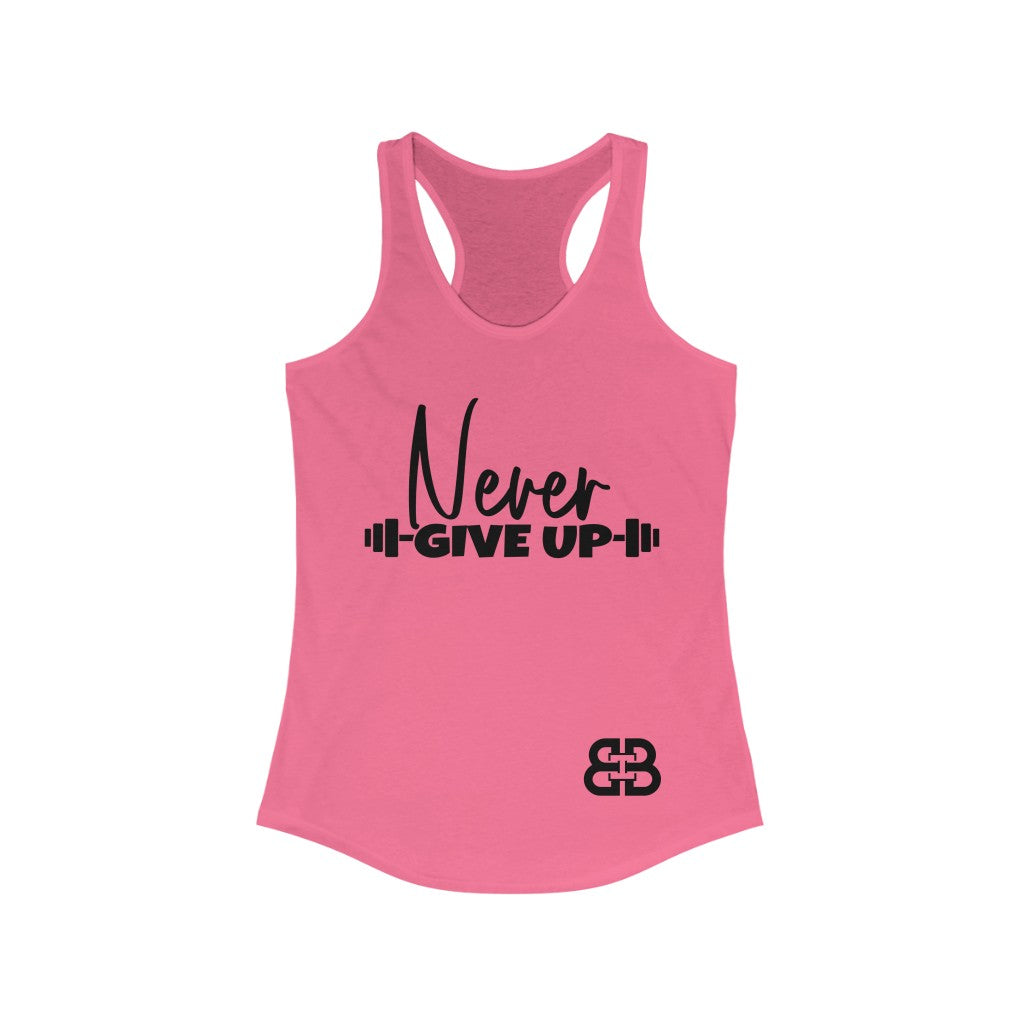 Women's Never Give Up Body Battle Box Racerback Tank -2A