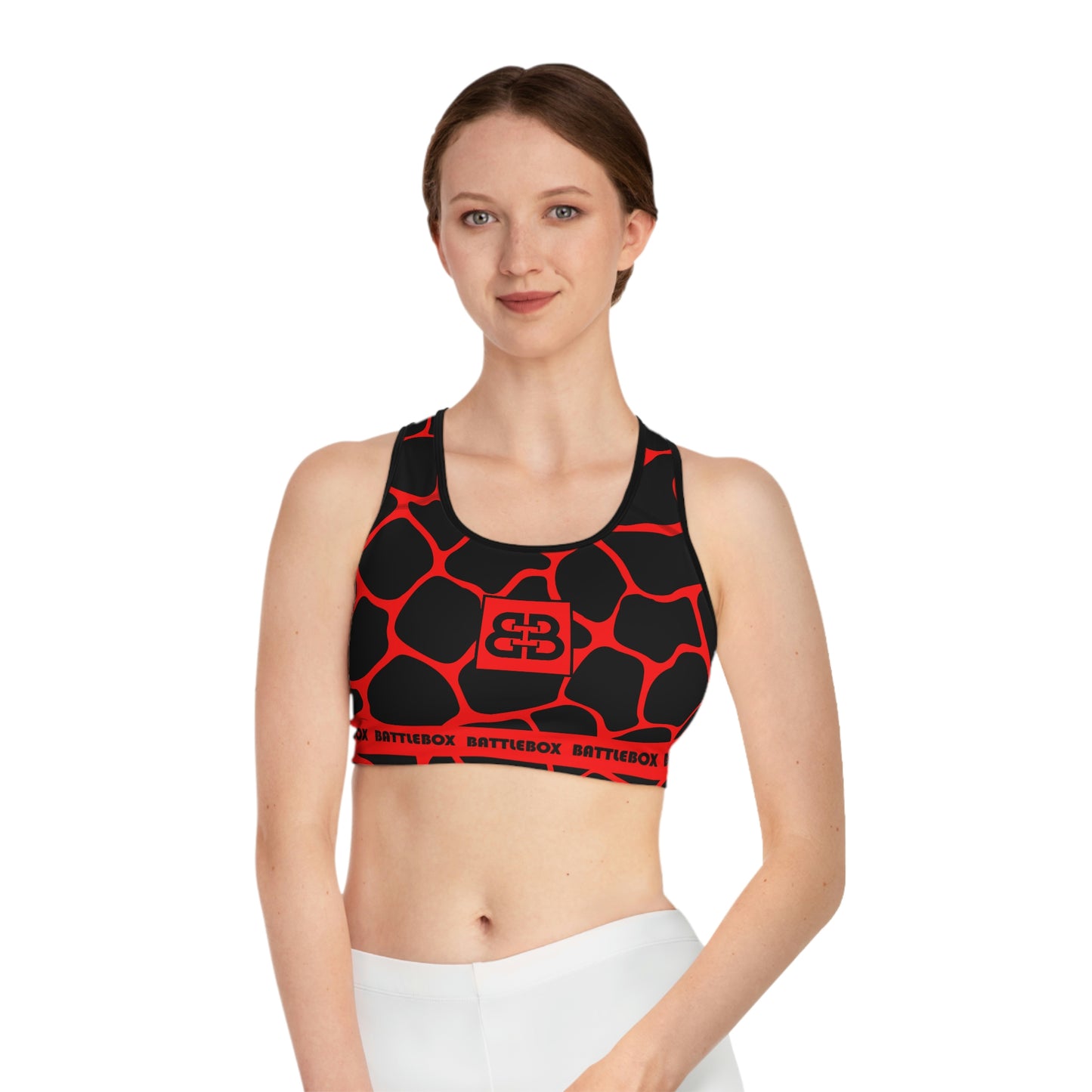 Battle Box Black/Red Cobble Sports Bra-T7