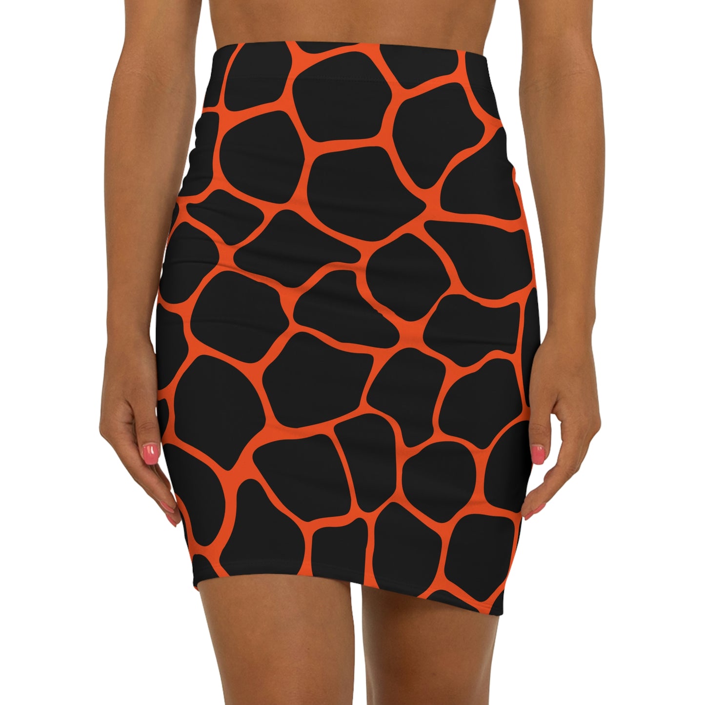 Battle Box Women's Black Orange Cobble Mini Skirt-U6