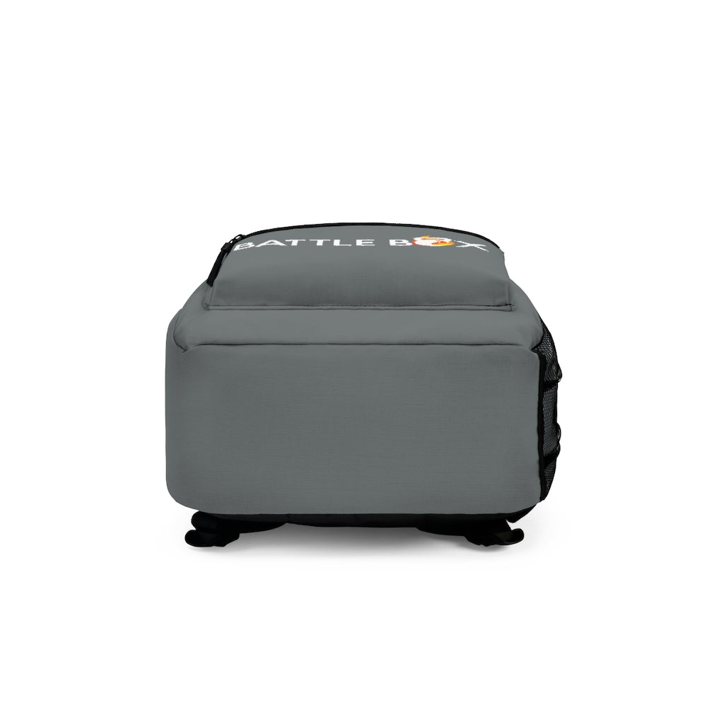 Battle Box Gym Fitness Gray Train Hard Backpack