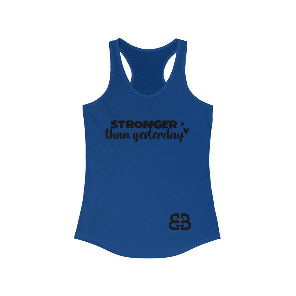 Women's Stronger Than Yesterday Battle Box Racerback Tank -2A