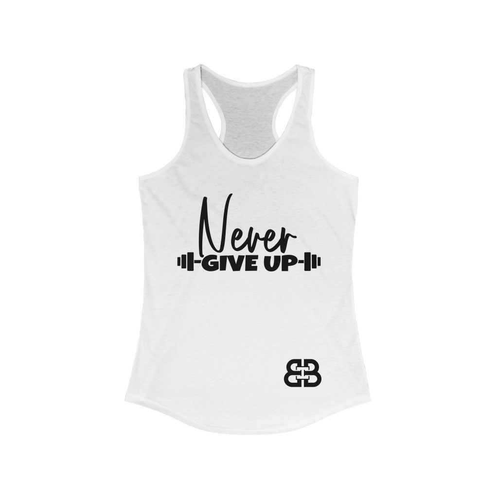 Women's Never Give Up Body Battle Box Racerback Tank -2A