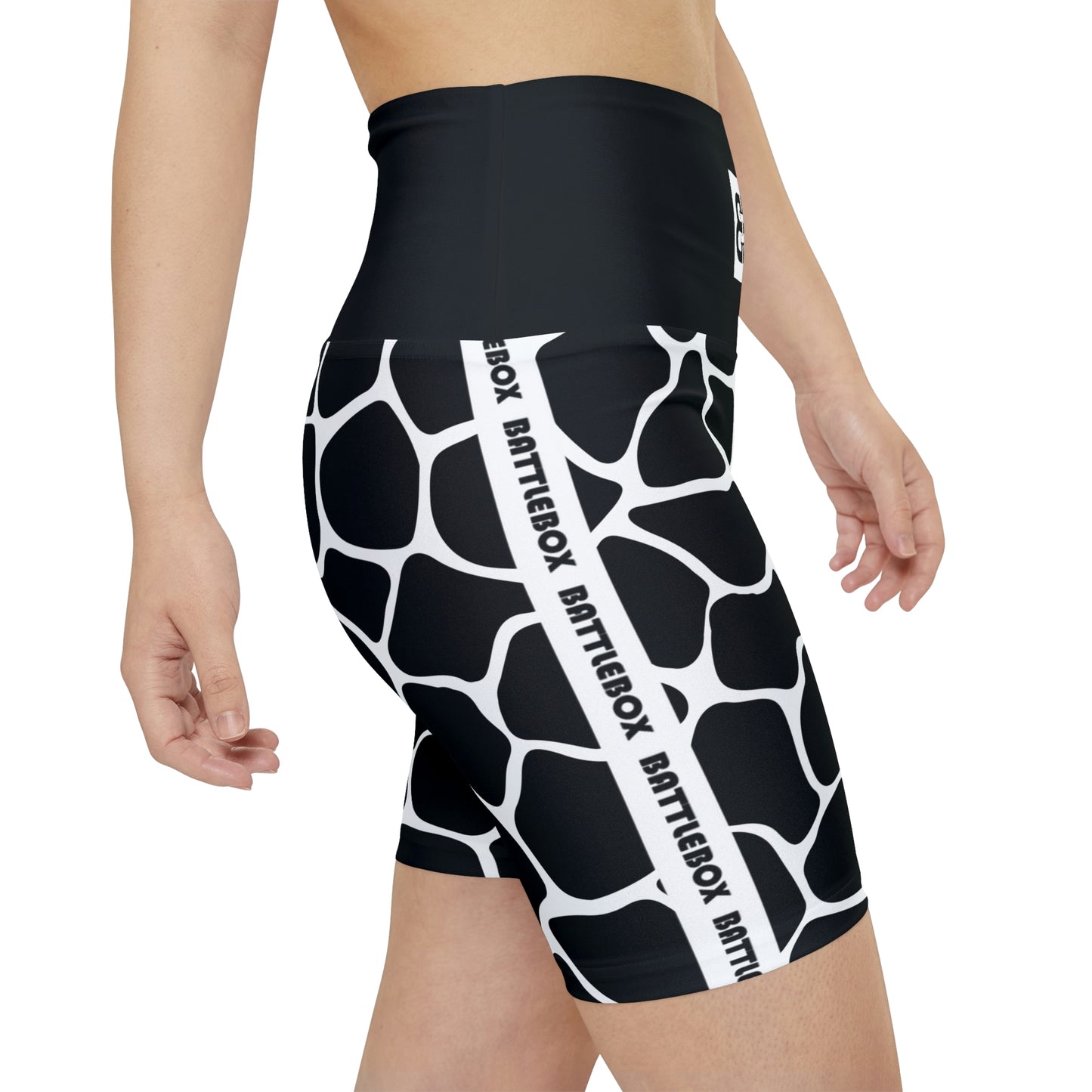 Battle Box White/Black Cobble Women's Workout Shorts-T1