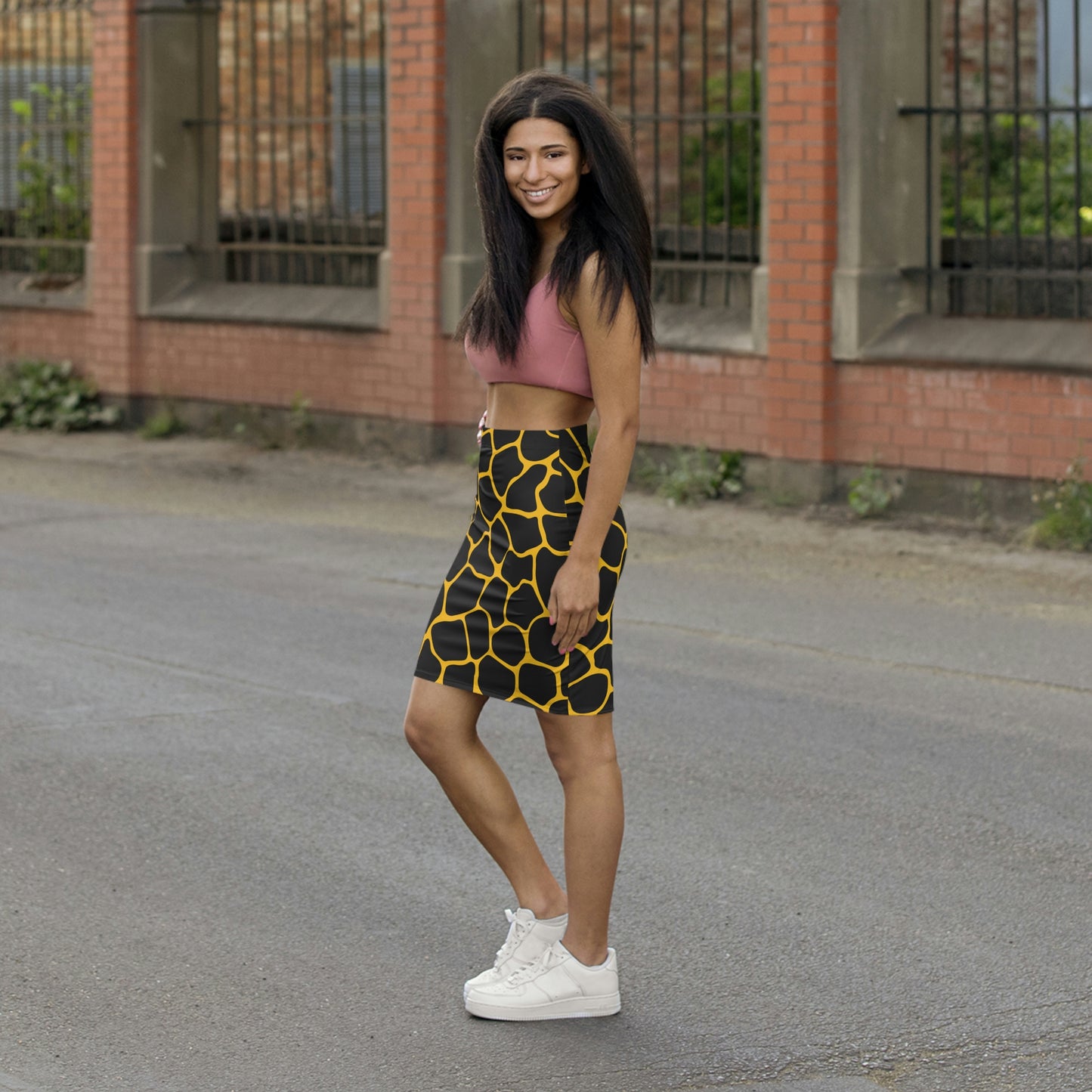 Battle Box Women's Black Yellow Cobble Mini Skirt-U6