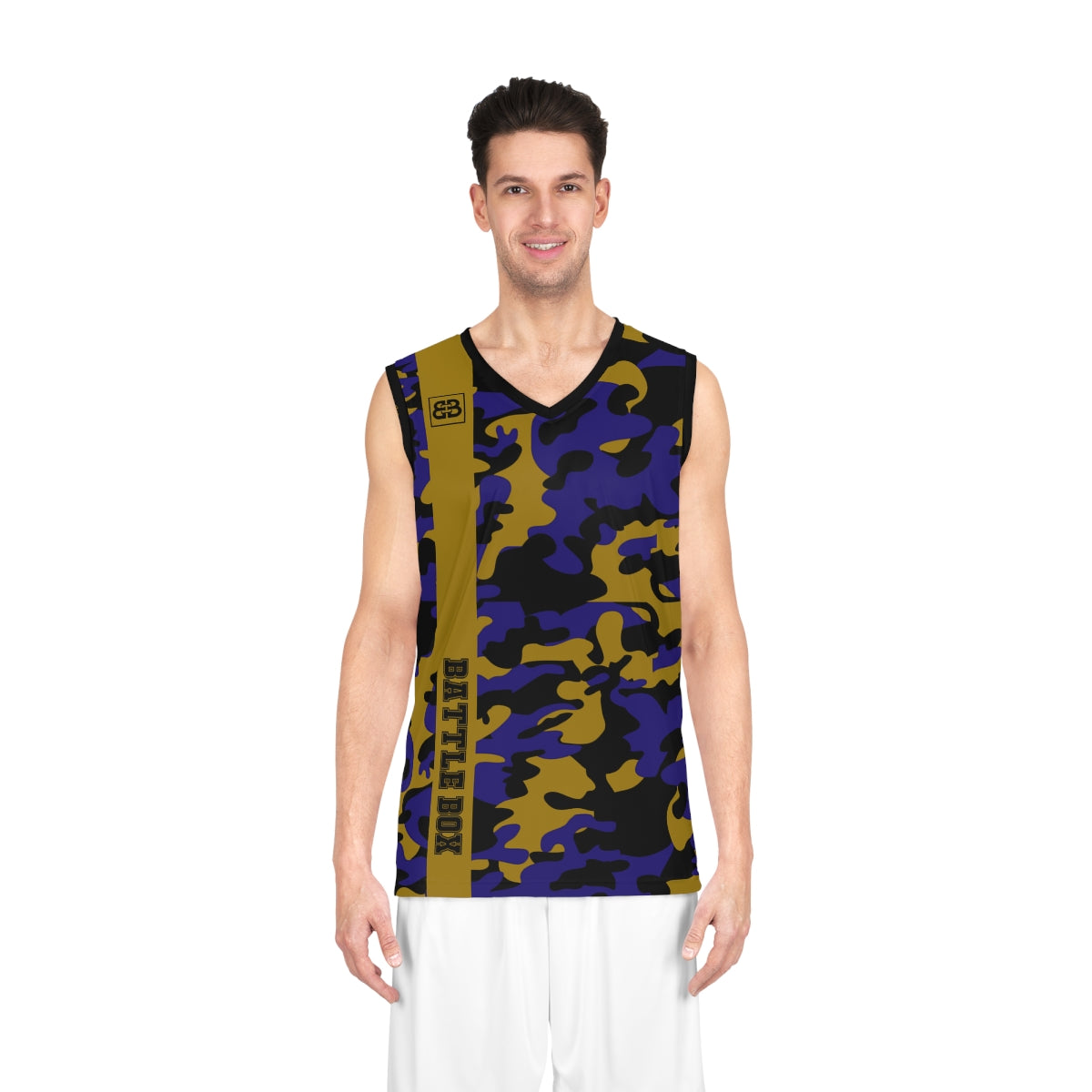 Battle Box Gold Black Camo Basketball Jersey