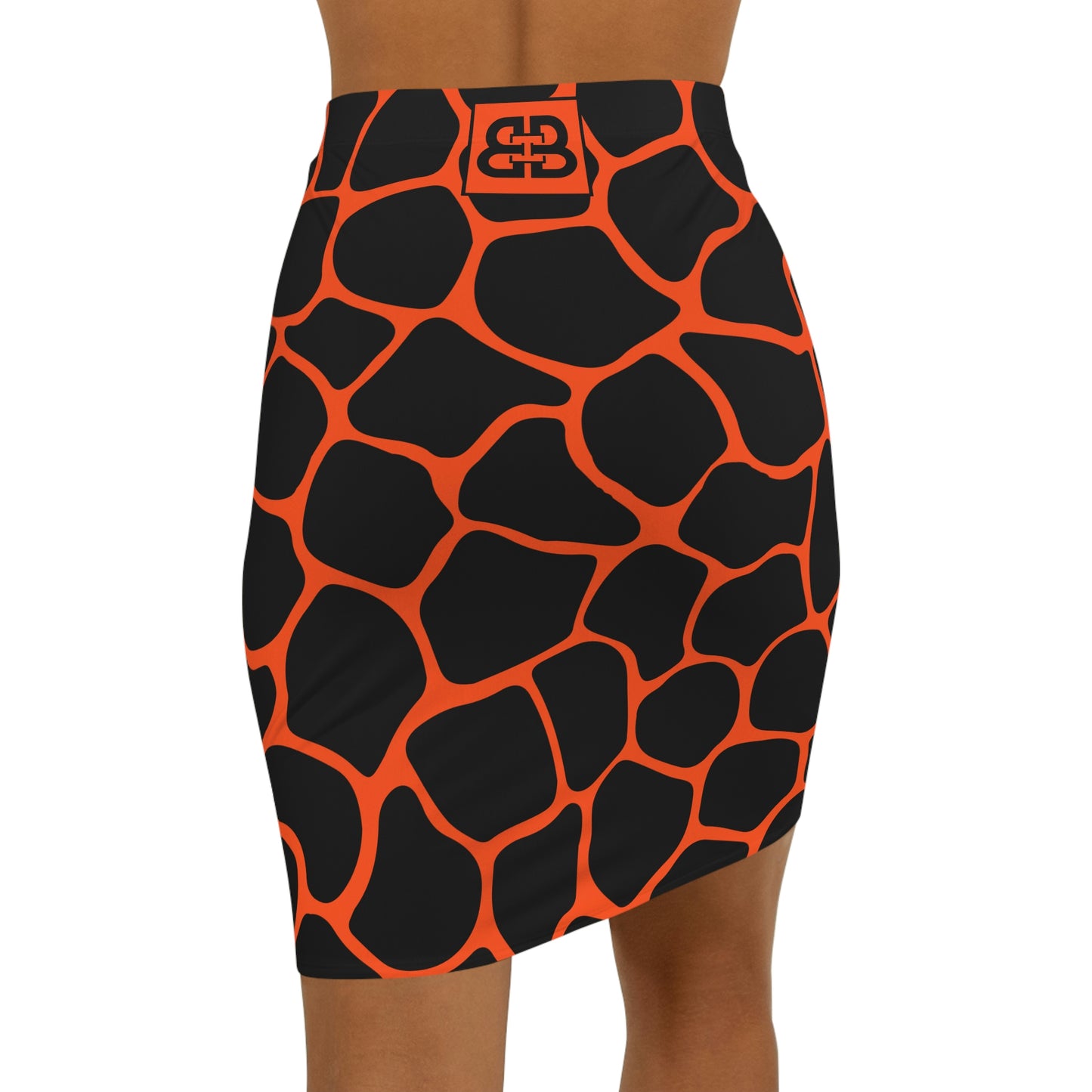 Battle Box Women's Black Orange Cobble Mini Skirt-U6