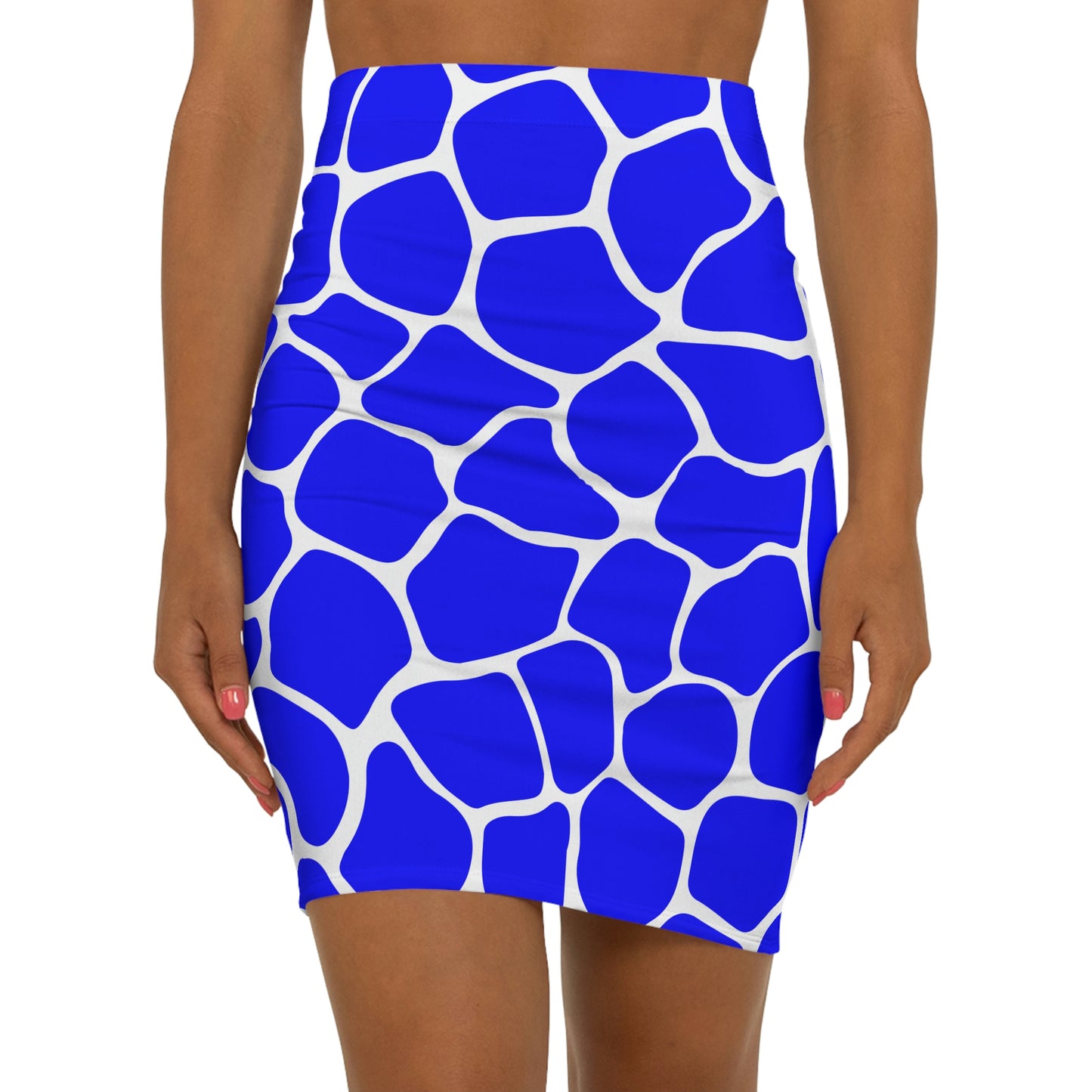 Battle Box Women's Blue White Cobble Mini Skirt-U6
