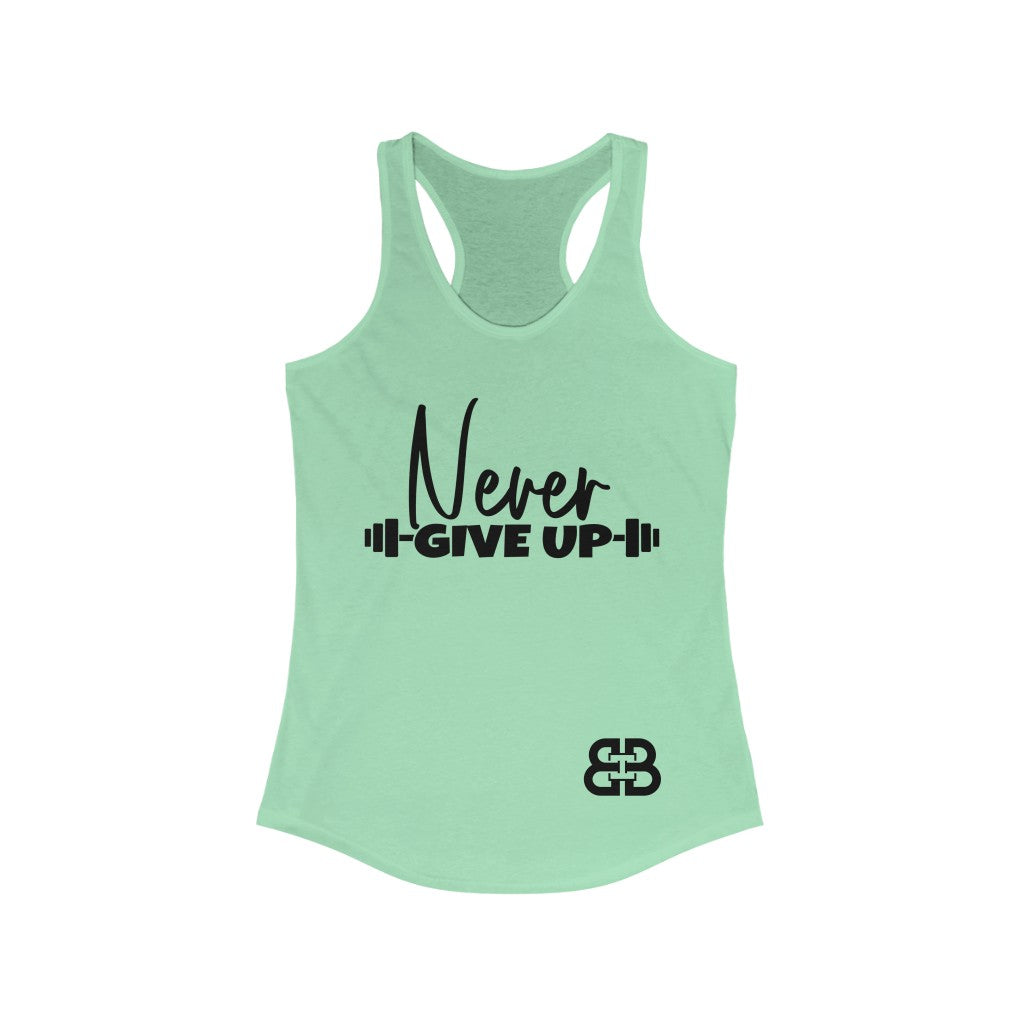 Women's Never Give Up Body Battle Box Racerback Tank -2A