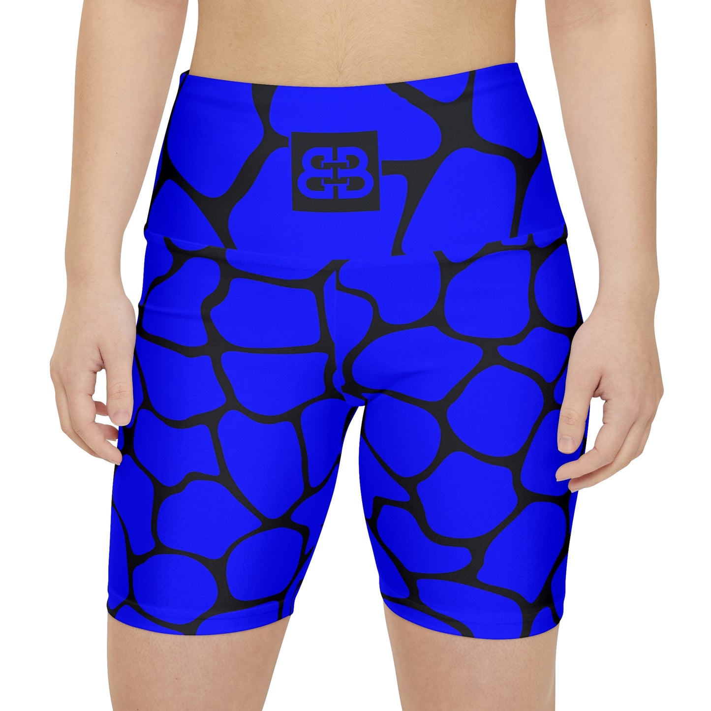 Battle Box Blue/Black Cobble Women's Workout Shorts-T1